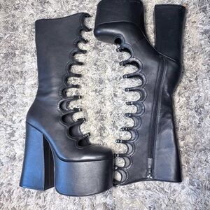 Marc Jacobs KIKI Black Platform Lace-Up Heeled Boots